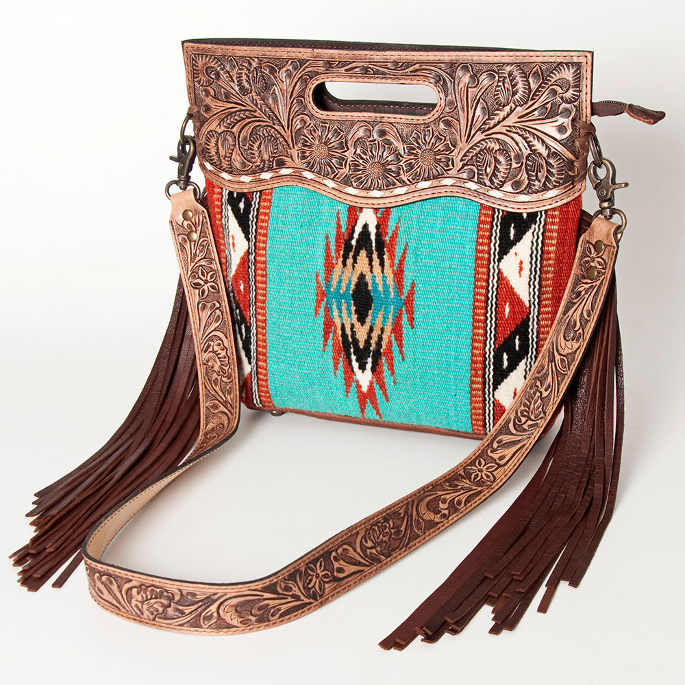 American Darling Clutch Hand Tooled Hair On Genuine Leather Women Bag Western Handbag Purse