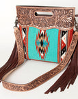 American Darling Clutch Hand Tooled Hair On Genuine Leather Women Bag Western Handbag Purse