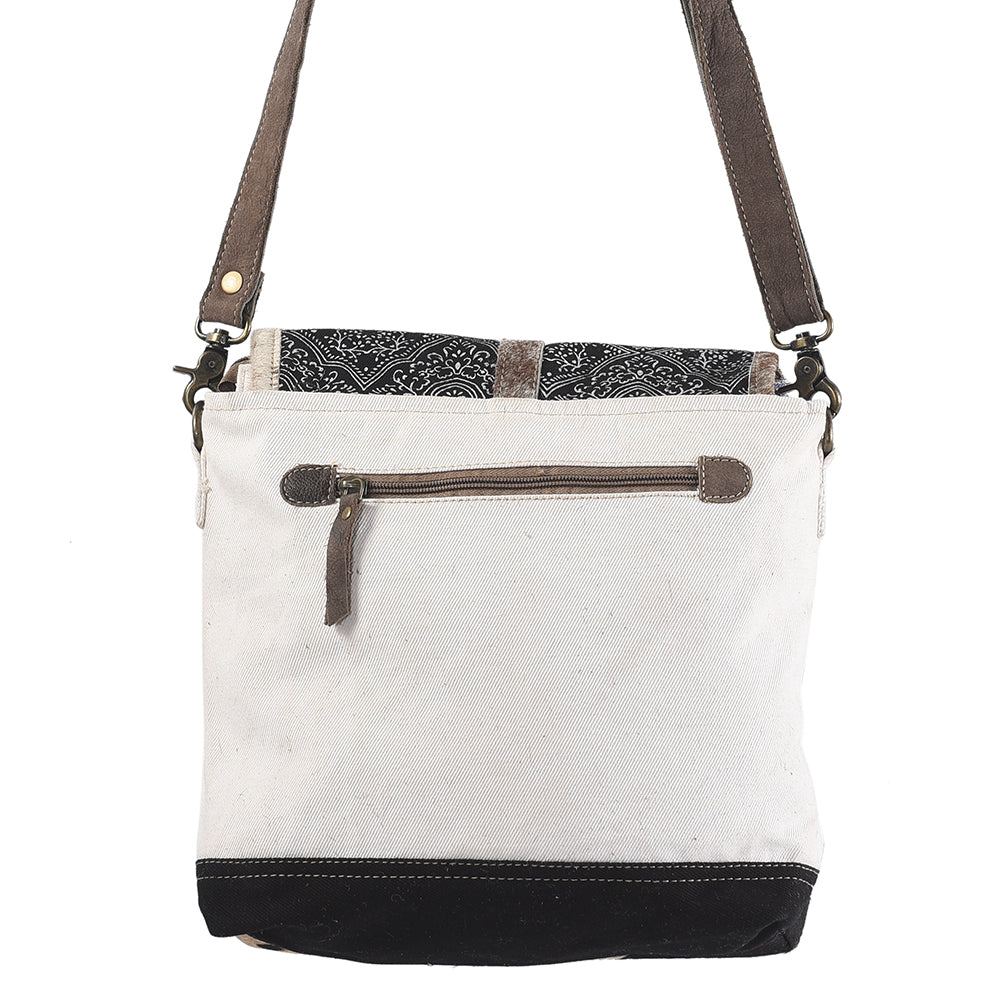 OHLAY MESSENGER Upcycled Canvas Hair-on Genuine Leather women bag western handbag purse