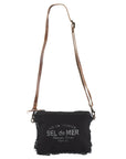 OHLAY KB336 Cross Body Upcycled Canvas Genuine Leather women bag western handbag purse