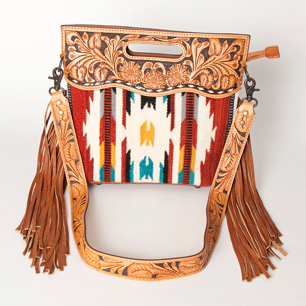 American Darling Clutch Hand Tooled Hair On Genuine Leather Women Bag Western Handbag Purse