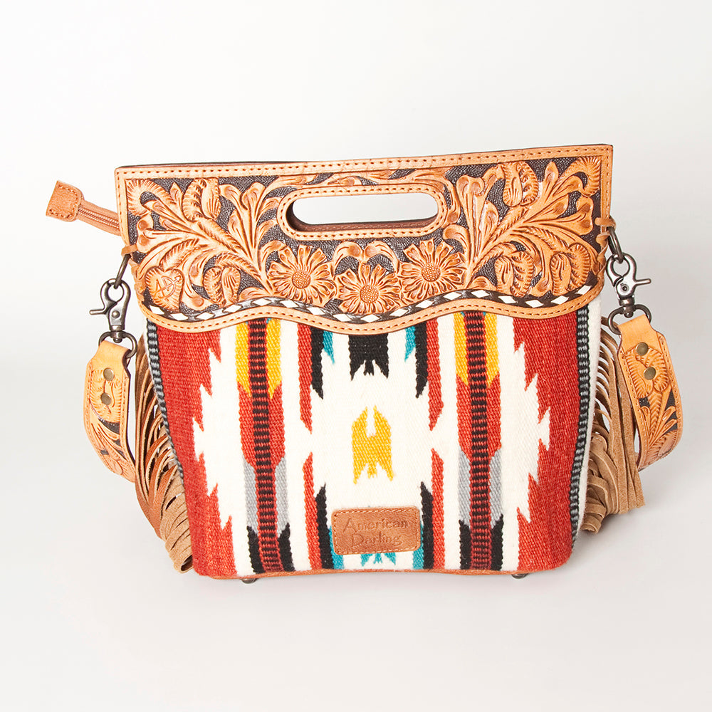 American Darling Clutch Hand Tooled Hair On Genuine Leather Women Bag Western Handbag Purse