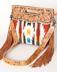 American Darling Clutch Hand Tooled Hair On Genuine Leather Women Bag Western Handbag Purse