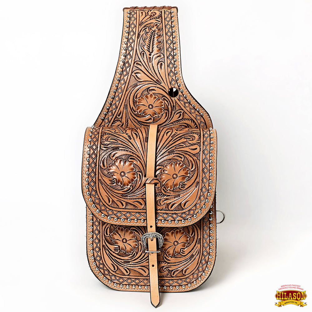 Hilason Floral  Western Horse Leather Saddle Bag Heavyduty Traditional Trail Ride