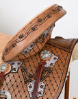 Hilason Western Horse Barrel Flex Trail Saddle American Leather Brown