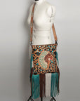 American Darling ADBGS192AF Messenger Hand Tooled Hair-On Genuine Leather Women Bag Western Handbag Purse