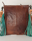 American Darling ADBGS192AF Messenger Hand Tooled Hair-On Genuine Leather Women Bag Western Handbag Purse