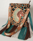 American Darling ADBGS192AF Messenger Hand Tooled Hair-On Genuine Leather Women Bag Western Handbag Purse