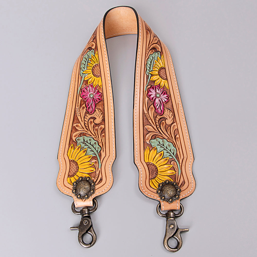 American Darling ADSTF163 Hand Tooled Genuine Leather Crossbody Handle Strap For Bags