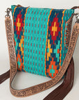American Darling Saddle Blanket Genuine Leather Women Bag Western Handbag Purse
