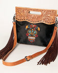American Darling Clutch Hand Tooled Hair on Genuine Leather Western Women Bag Handbag Purse | Purses for Cute