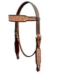 Bar H Equine Horse Genuine Leather Hand Tooled Breast Collar ,Headstall Brown