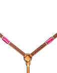 Bar H Equine Horse Genuine Leather Rawhide Stud Breast Collar ,Headstall Tan