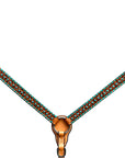 Bar H Equine Horse Genuine Leather Stud Breast Collar ,Headstall Tan