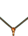 Bar H Equine Horse Genuine Leather Stud Breast Collar ,Headstall Tan