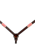 Bar H Equine Horse Genuine Leather Rawhide Stud Breast Collar ,Headstall Brown