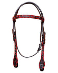 BAR H EQUINE Horse Hand Carved Breast Collar Headstall Genuine Leather Dark Brown
