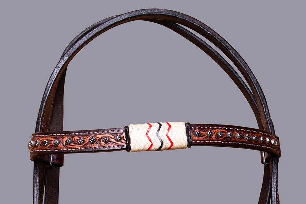 BAR H EQUINE Western Horse Genuine Leather Tack Set Dark Brown