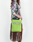American Darling ADBGS192BB Messenger Hair-On Genuine Leather Women Bag Western Handbag Purse