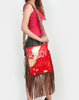 American Darling ADBGS192BI Messenger Hair-On Genuine Leather Women Bag Western Handbag Purse