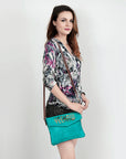 American Darling ADBGS178AQ Envelope Hair-On Genuine Leather Women Bag Western Handbag Purse