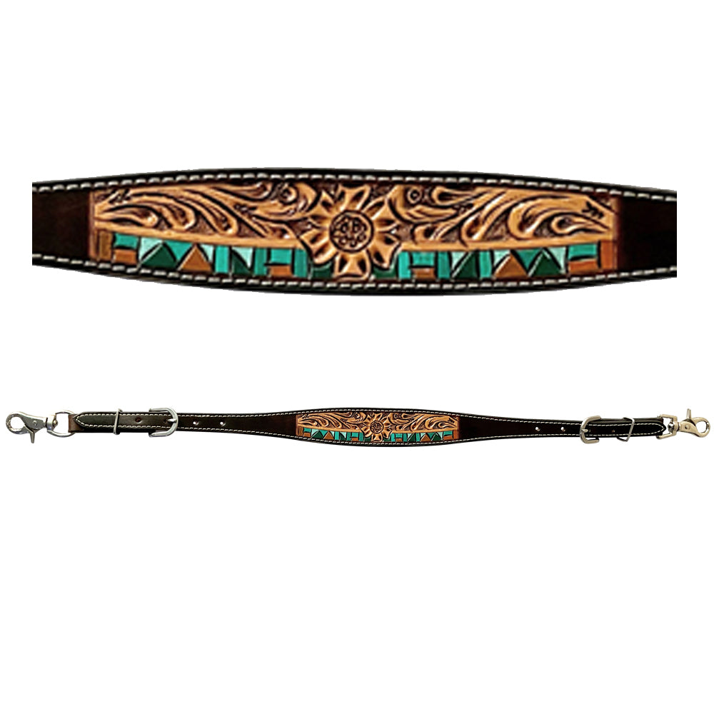 Bar H Equine Genuine Western American Leather Horse Premium Headstall &amp; Breast Collar Set