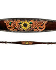 Bar H Equine Western Horse Hand Tooled Genuine Leather Wither Strap Brown