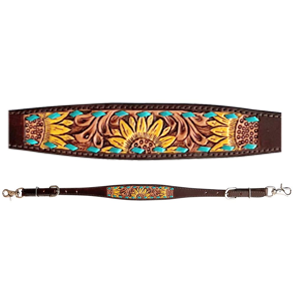 Bar H Equine Genuine Western American Leather Horse Premium Headstall &amp; Breast Collar Set