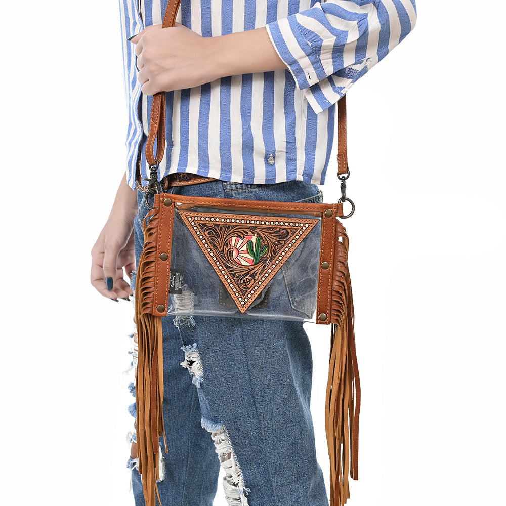 American Darling Clear Bag Hand Tooled Genuine Leather Women Bag Western Handbag Purse
