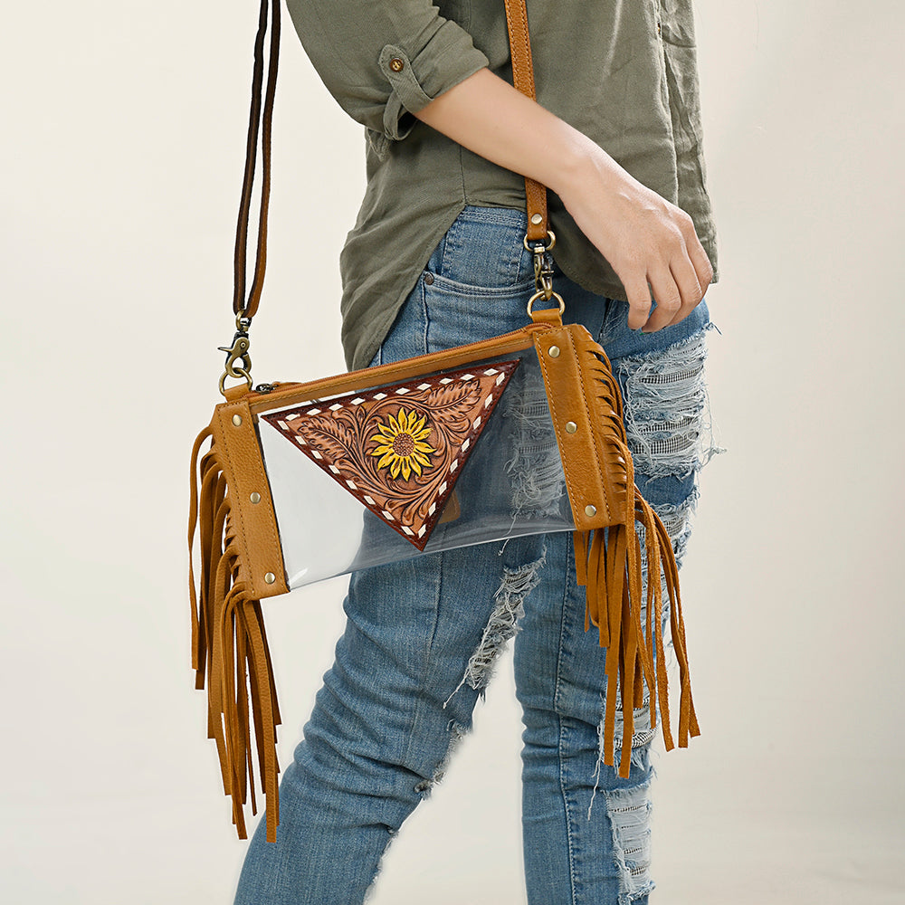 American Darling Clear Bag Hand Tooled Genuine Leather Women Bag Western Handbag Purse