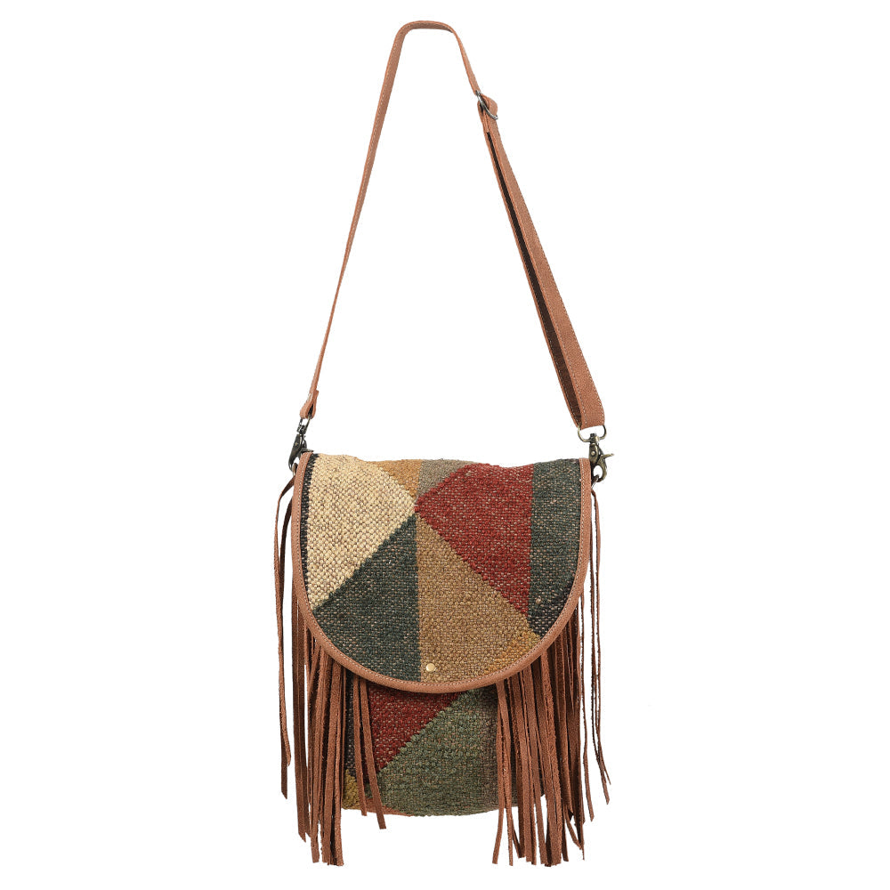 OHLAY MESSENGER Upcycled Wool Upcycled Canvas  Genuine Leather women bag western handbag purse
