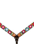Bar H Equine Western Horse Floral Embroidery Design Genuine American Leather Tack Set