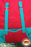 Hilason 600D Winter Waterproof Horse Turnout Blanket Belly Wrap Red & Turquoise