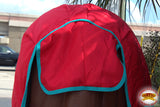 Hilason 600D Winter Waterproof Horse Turnout Blanket Belly Wrap Red & Turquoise