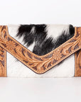 OHLAY WALLET Hand Tooled Hair-on Genuine Leather women bag western handbag purse