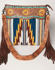 American Darling ADBGZ642B Signature Crossbody Hand Tooled Saddle Blanket Genuine Leather Women Bag Western Handbag Purse