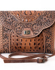 American Darling ADBG942 Crossbody Hand Tooled Crocodile Embossed Genuine Leather Women Bag Western Handbag Purse