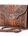 American Darling ADBG942 Crossbody Hand Tooled Crocodile Embossed Genuine Leather Women Bag Western Handbag Purse