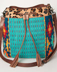 American Darling ADBG574D1 Large Crossbody Saddle Blanket Hair On Genuine Leather Women Bag Western Handbag Purse