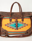 American Darling ADBG516 Duffel Hand Tooled Saddle Blanket Genuine Leather Women Bag Western Handbag Purse