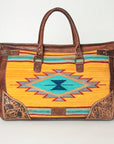 American Darling ADBG516 Duffel Hand Tooled Saddle Blanket Genuine Leather Women Bag Western Handbag Purse