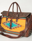American Darling ADBG516 Duffel Hand Tooled Saddle Blanket Genuine Leather Women Bag Western Handbag Purse