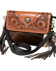 Ohlay Bags KBK123 Clutch Hand Tooled Hair-On Genuine Leather Women Bag Western Handbag Purse