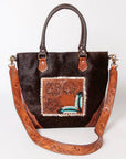 OHLAY KBK127 TOTE Hand Tooled Hair-on Genuine Leather women bag western handbag purse