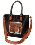 OHLAY KBK127 TOTE Hand Tooled Hair-on Genuine Leather women bag western handbag purse