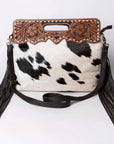 OHLAY SKBA105 Clutch Hand Tooled Hair-On Genuine Leather women bag western handbag purse
