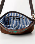 Ohlay Bags KBA113 Cross Body I Hand Tooled Hair-On Genuine Leather Women Bag Western Handbag Purse