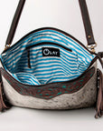 Ohlay Bags KBA115 Cross Body I Hand Tooled Hair-On Genuine Leather Women Bag Western Handbag Purse