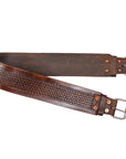 Comfytack Horse Saddle Cinch Girth Handtooled Basketweave Leather Brown