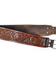 Comfytack Horse Saddle Cinch Girth Handtooled Leather Antique Tan